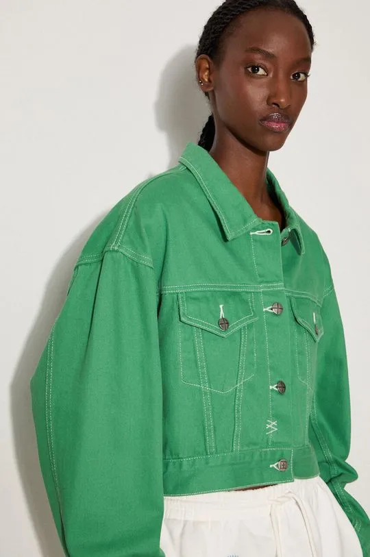 KSUBI denim jacket Cropped women's green color