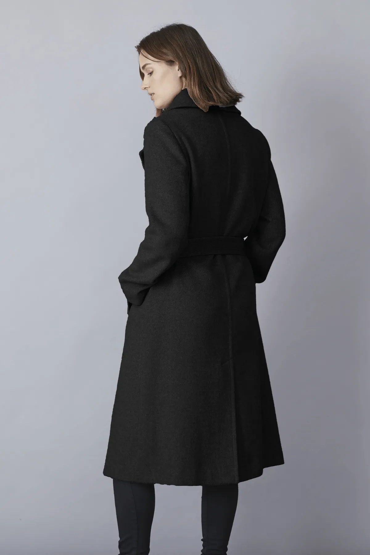 KYLIE Belted Wool Coat with Notched Lapel 1615