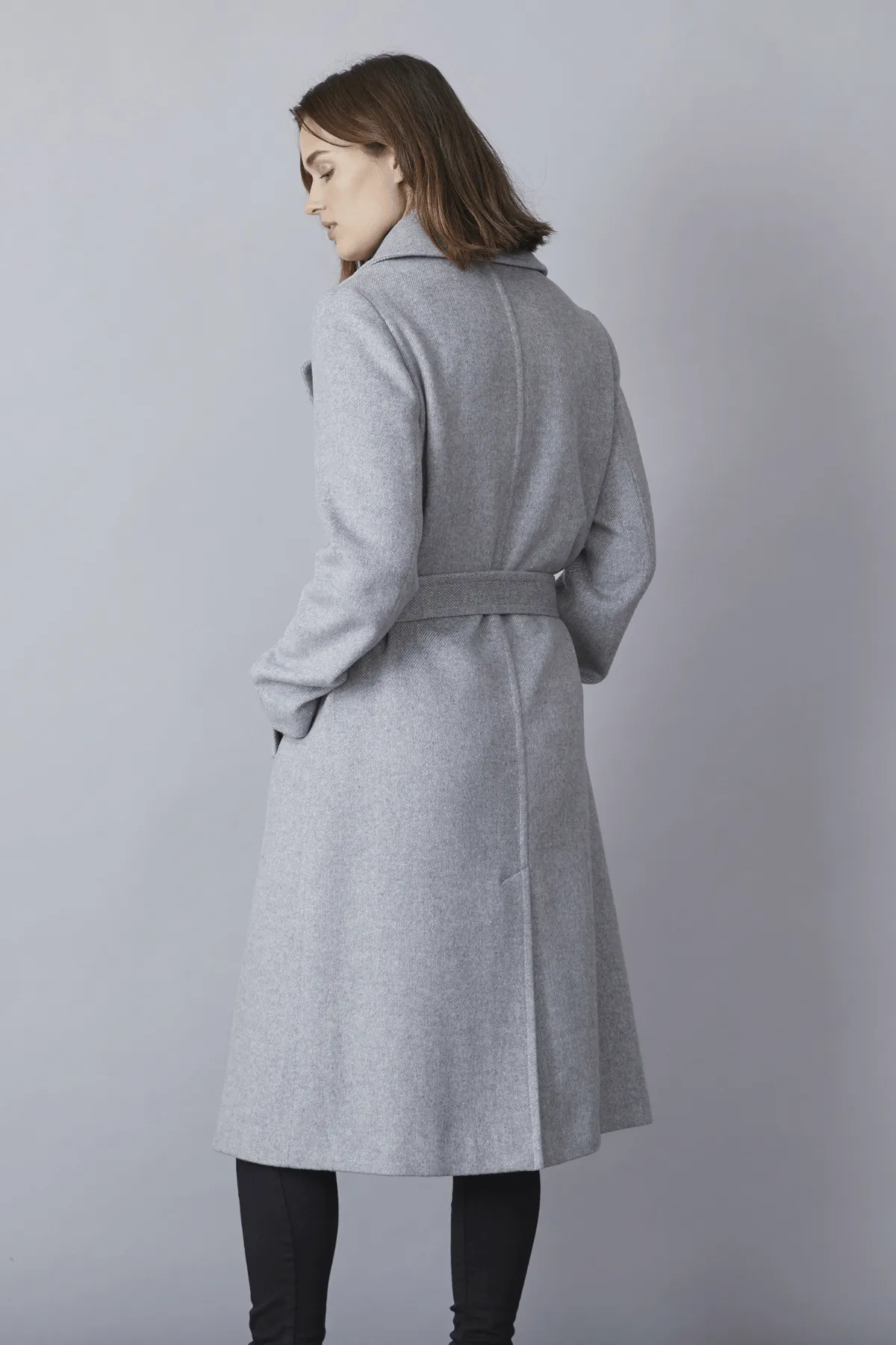 KYLIE Belted Wool Coat with Notched Lapel 1615