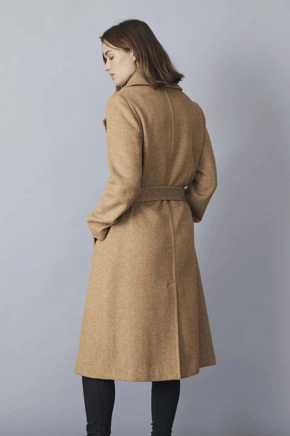 KYLIE Belted Wool Coat with Notched Lapel 1615