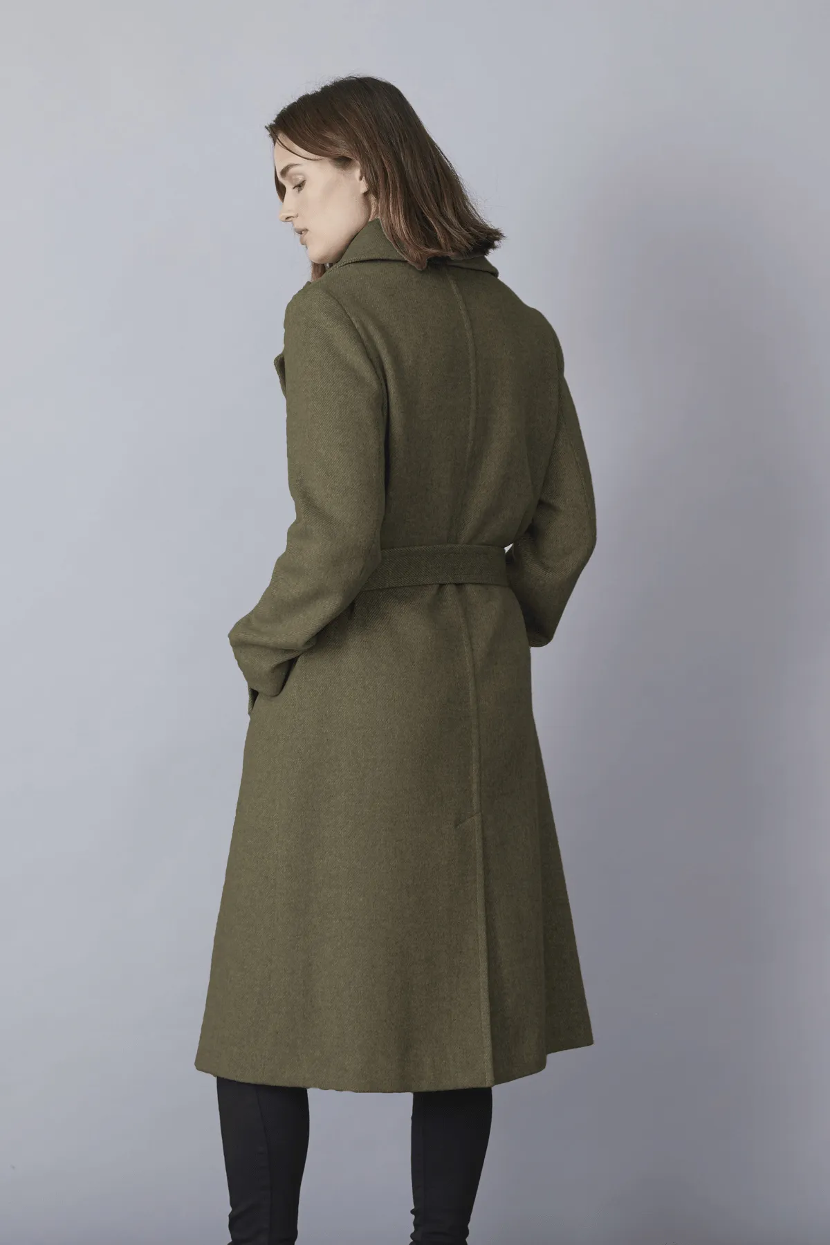 KYLIE Belted Wool Coat with Notched Lapel 1615