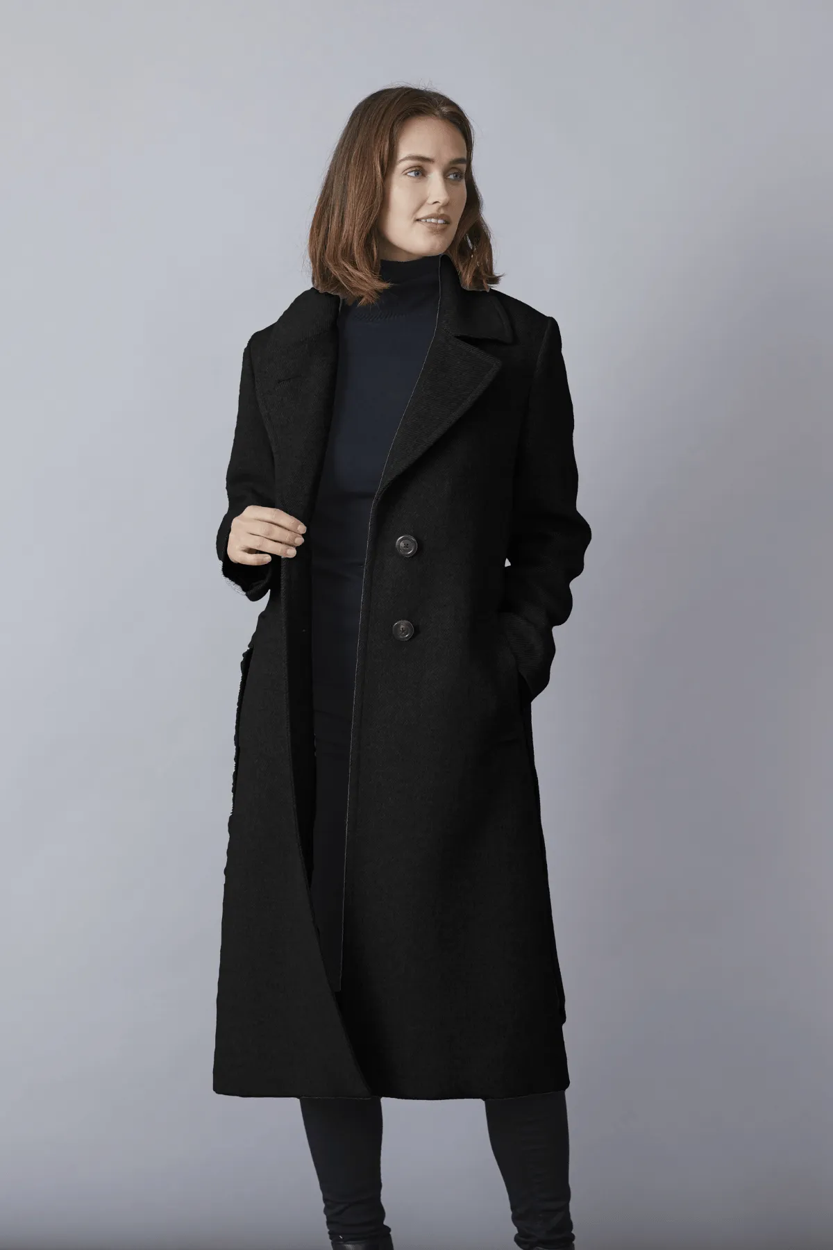 KYLIE Belted Wool Coat with Notched Lapel 1615