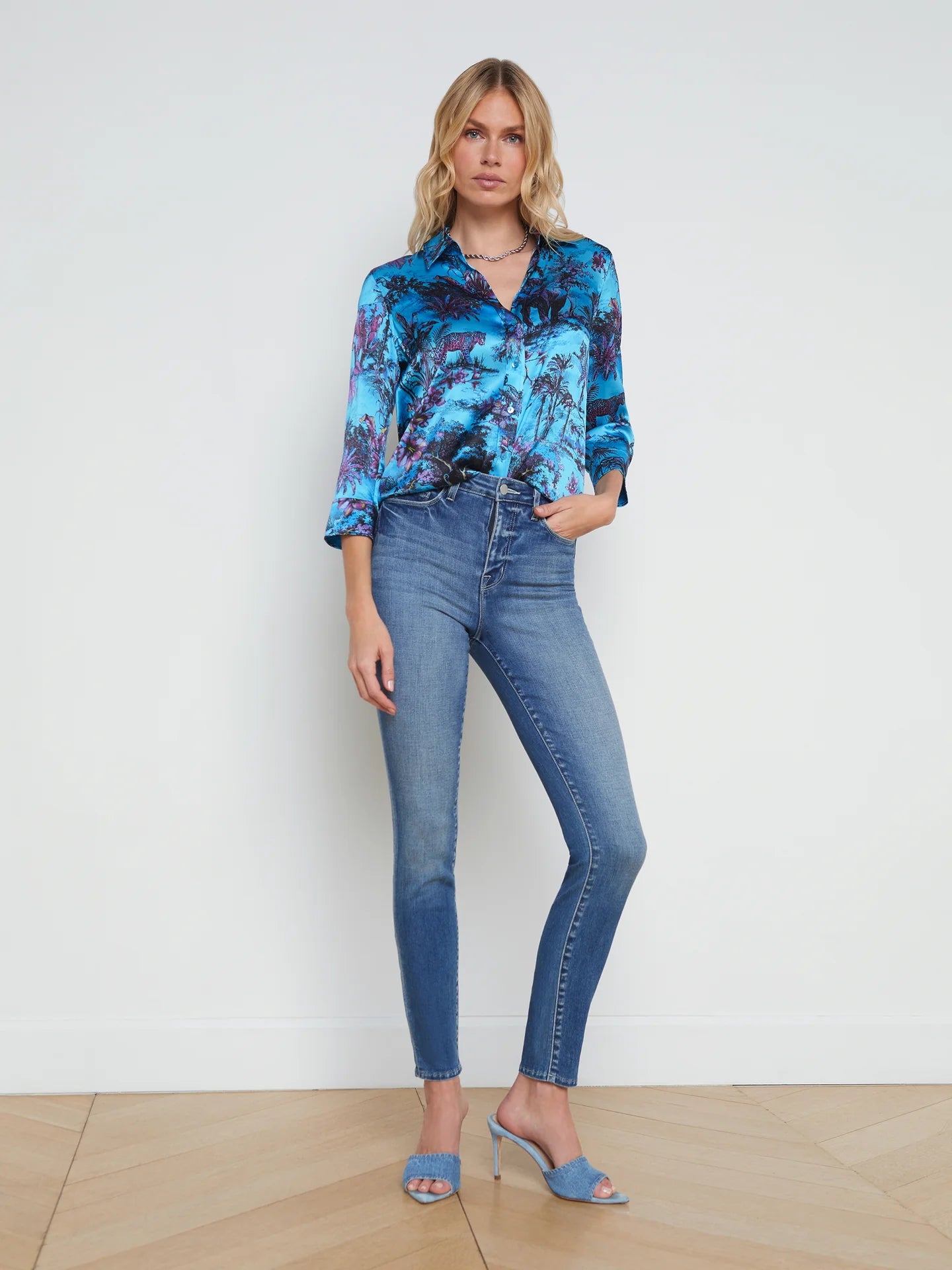 L’agence - Dani Blouse - Blue Multi Jungle Toile