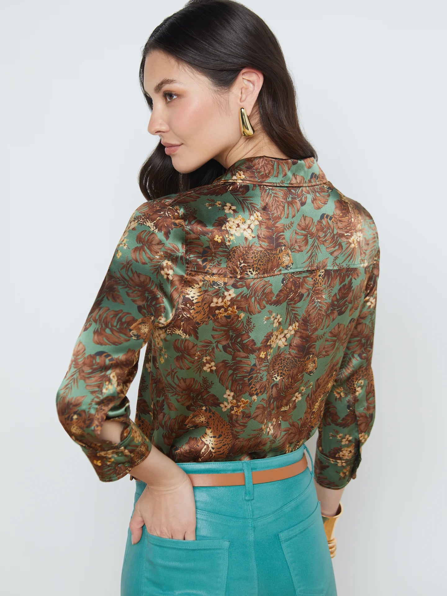 L’agence - Dani Blouse - Olive Multi Palm Leopard