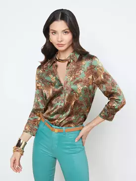 L’agence - Dani Blouse - Olive Multi Palm Leopard