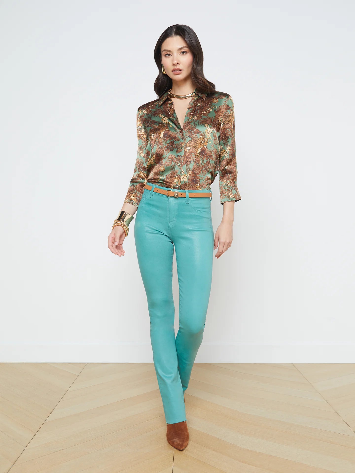 L’agence - Dani Blouse - Olive Multi Palm Leopard