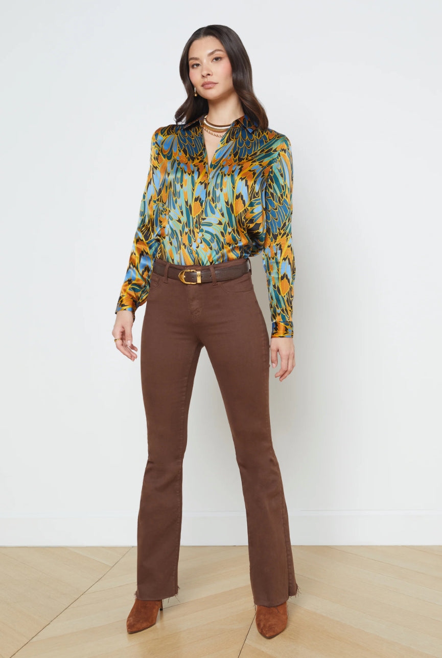 L’agence - Tyler Blouse - Blue Multi Parrot Feather