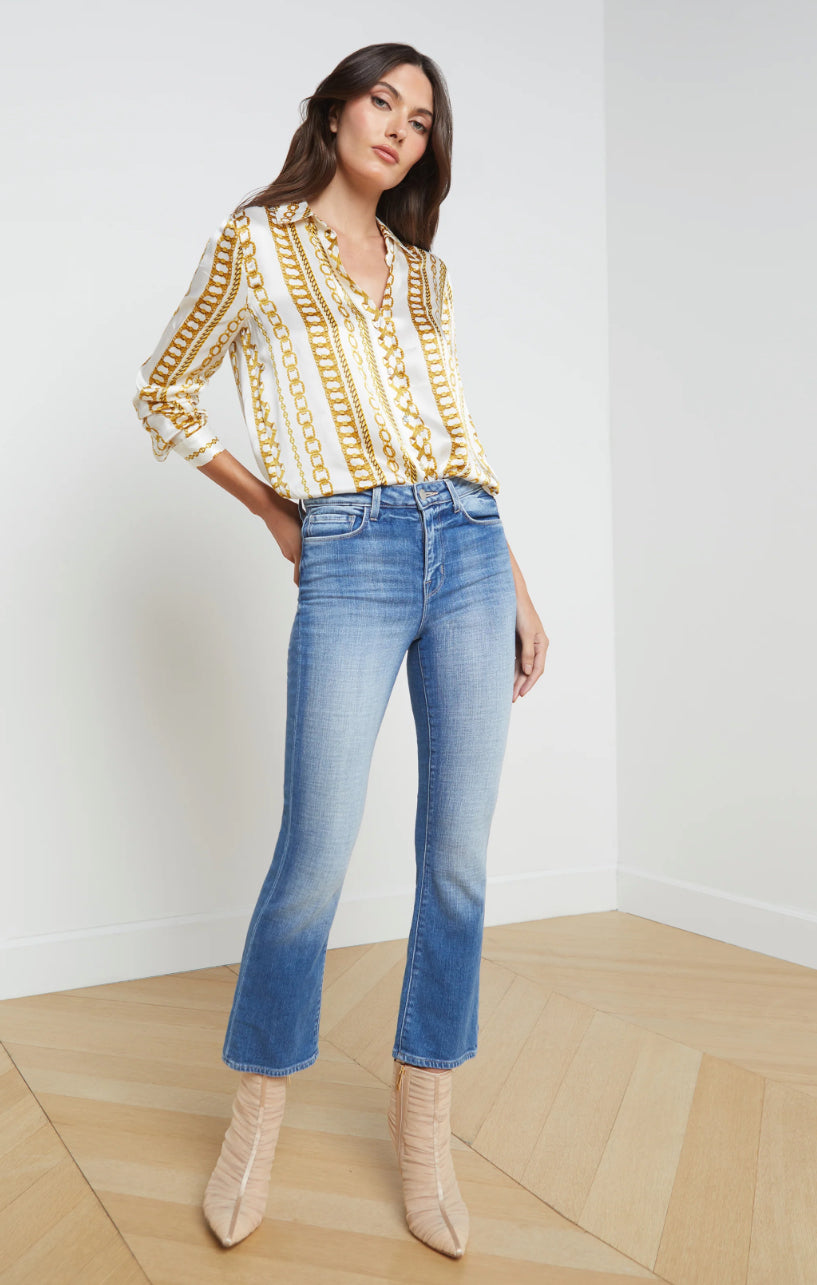 L’agence - Tyler Blouse - White Multi Stripe Chain