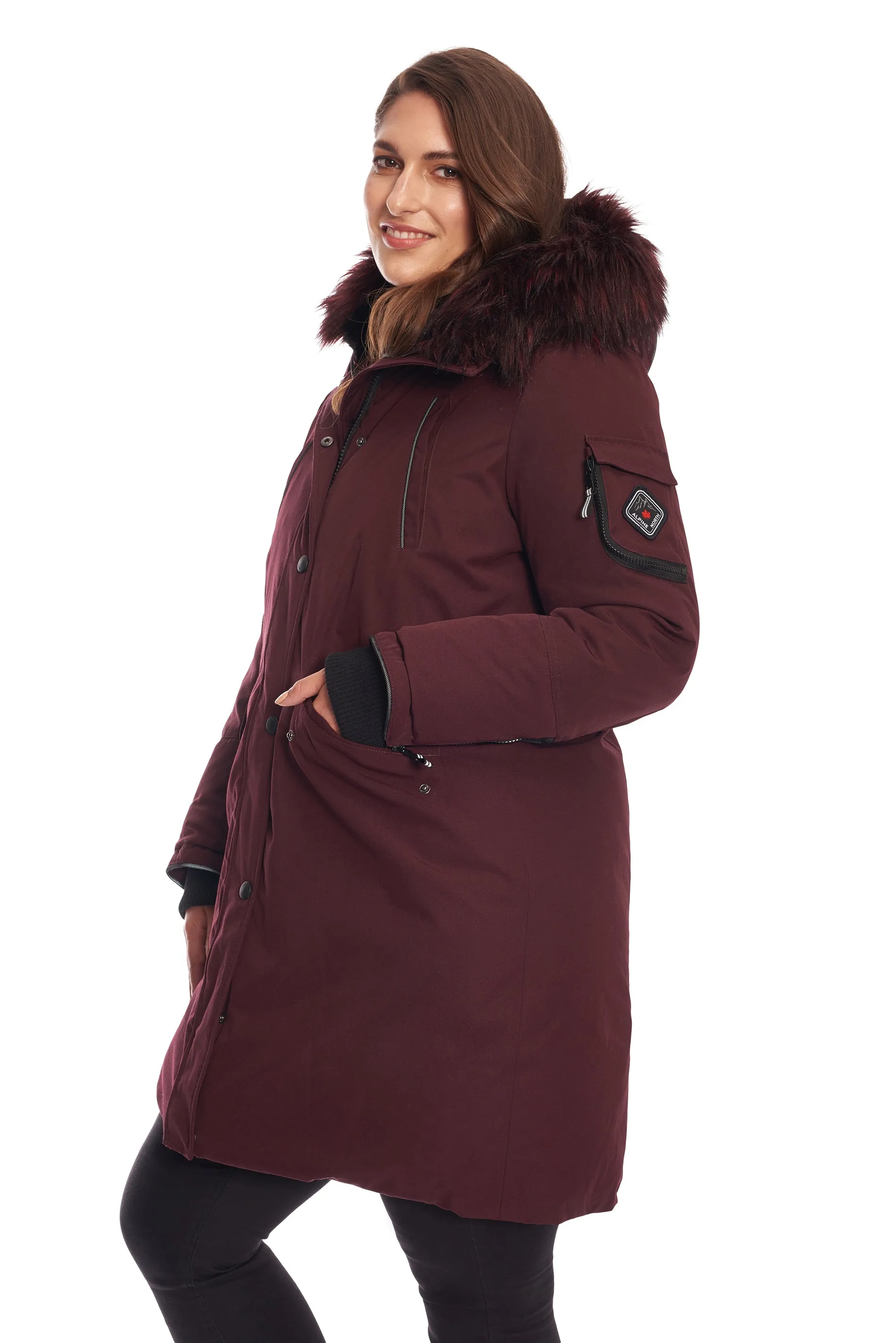 LAURENTIAN PLUS | WOMEN'S VEGAN DOWN (RECYCLED) LONG PARKA, GRAPE (PLUS SIZE)