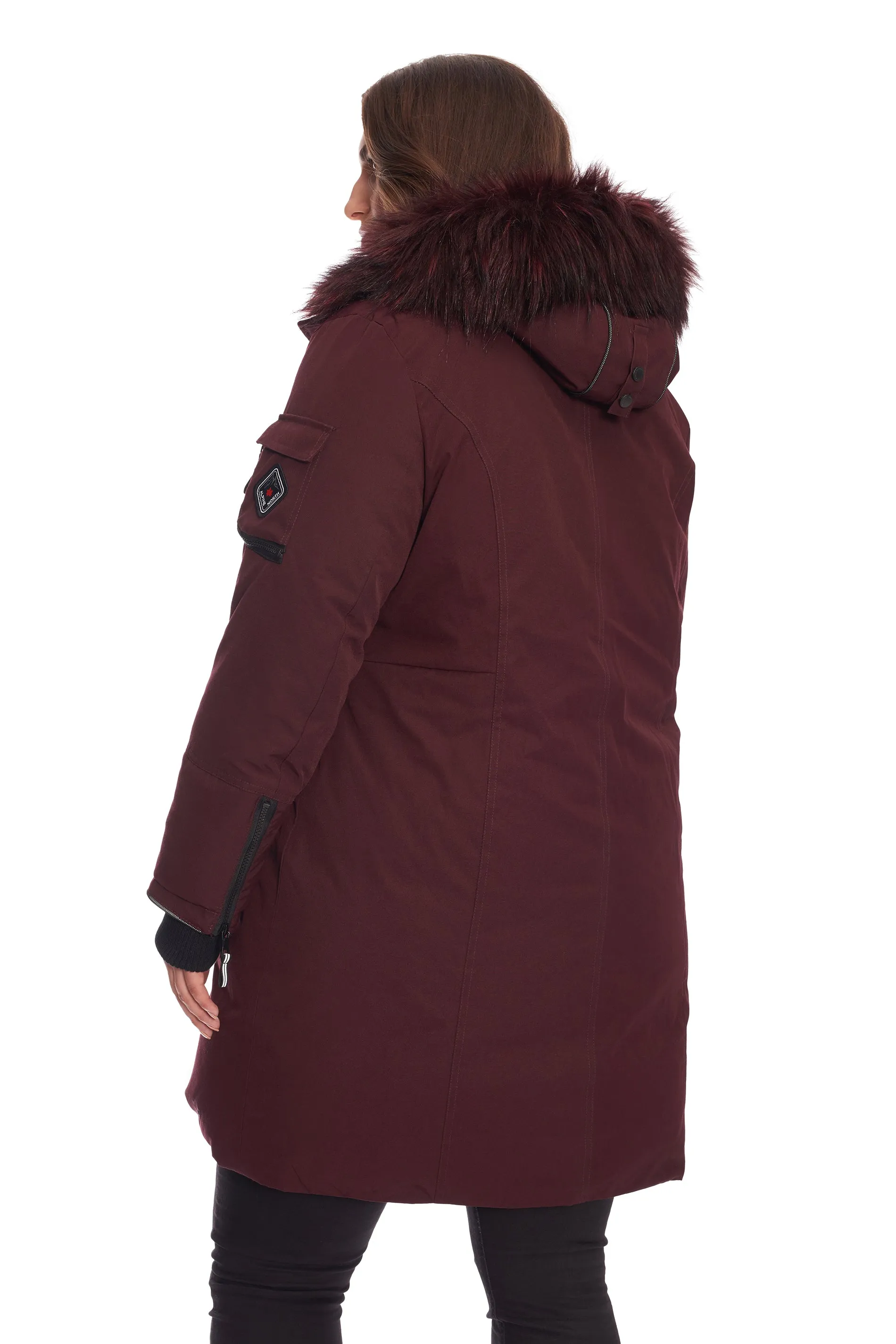 LAURENTIAN PLUS | WOMEN'S VEGAN DOWN (RECYCLED) LONG PARKA, GRAPE (PLUS SIZE)