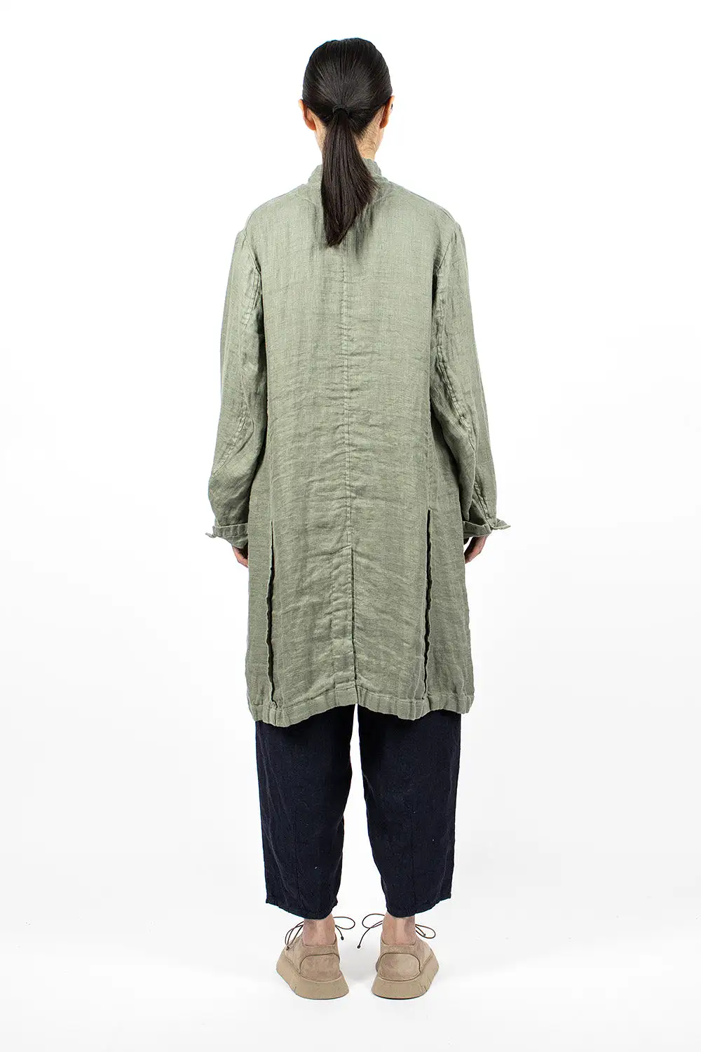 Linen Trench Coat Sage Green