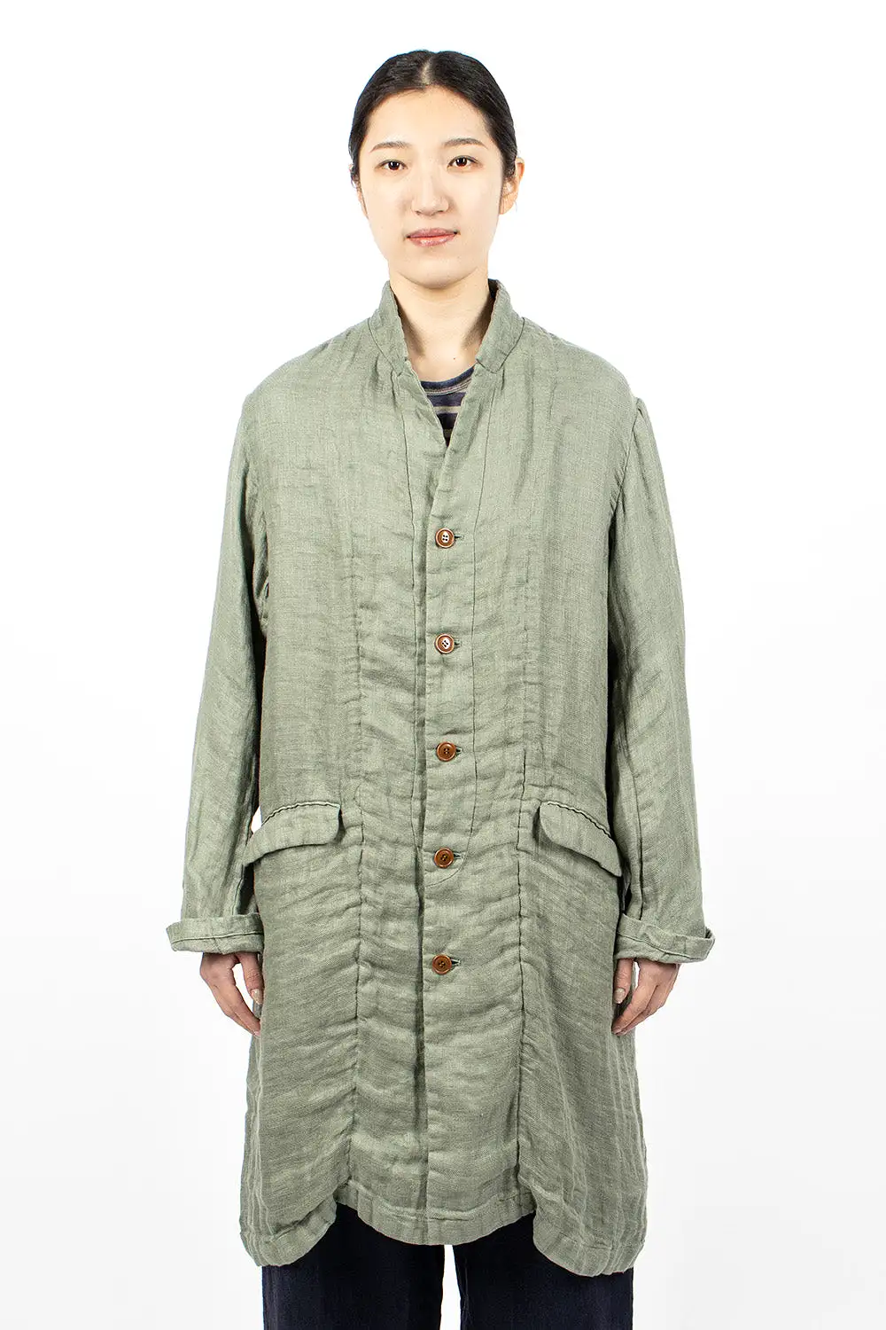 Linen Trench Coat Sage Green