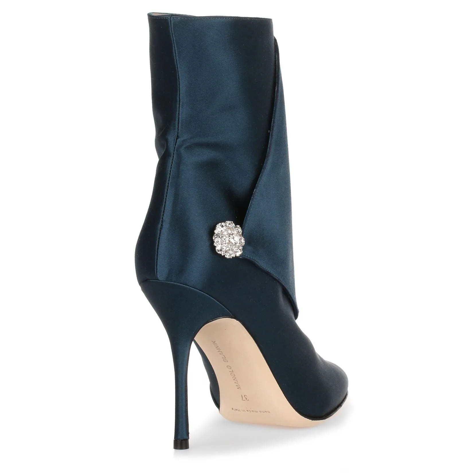 Manolo Blahnik Diazhigri teal satin boot