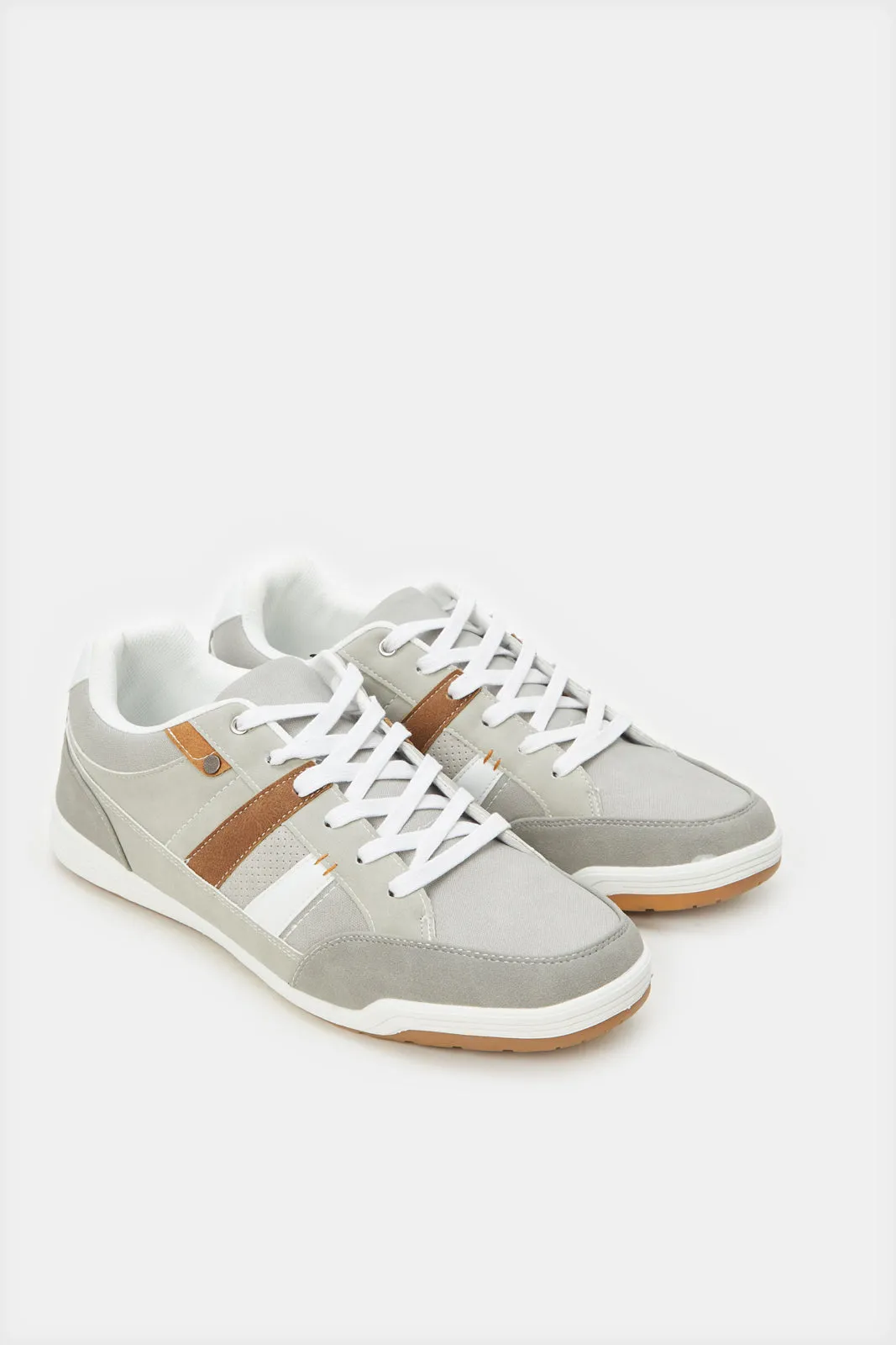 Men Grey Material Block Sneakers