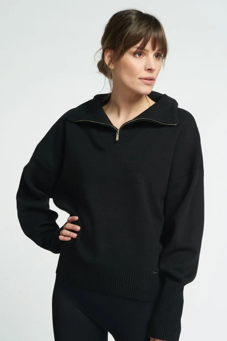 OLLY half-zip knit sweater - Black