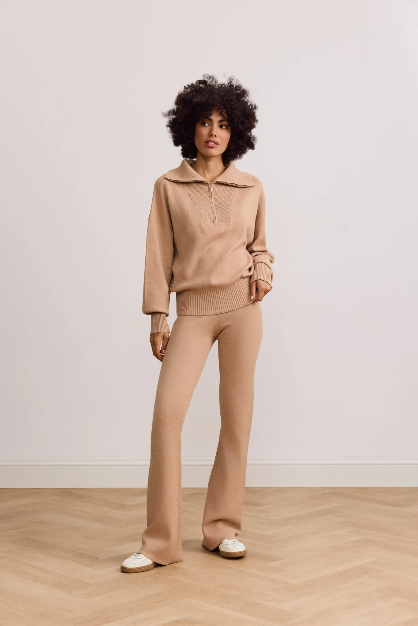 OLLY half zip knit sweater - Camel