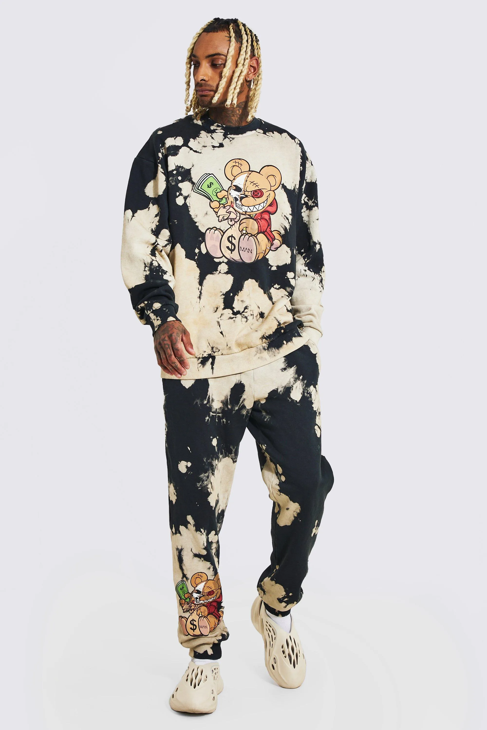 Oversized Teddy Tie Dye Sweater Tracksuit