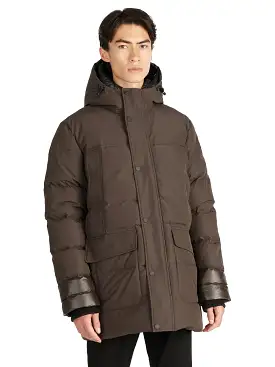 Pajar Mens Alcott Quilted Mixed-Media Parka with Det Inner Hood - DARK OAK