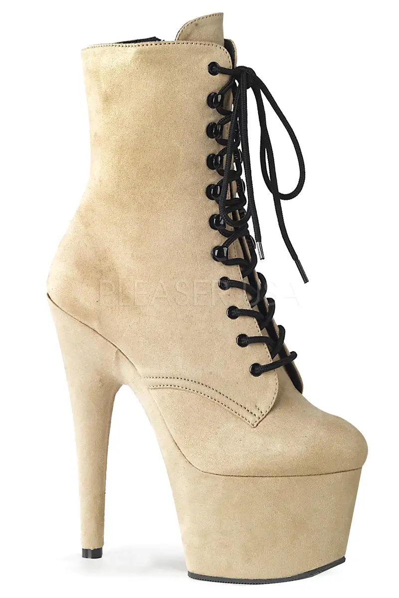 Pleaser USA Adore-1020FS Faux Suede 7Inch Pleaser Boots - Beige