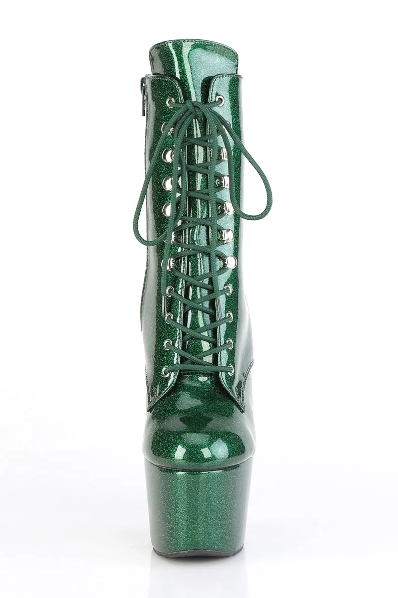 Pleaser USA Adore-1020GP 7inch Pleaser Boots - Emerald Green Glitter