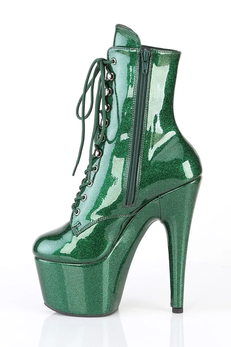 Pleaser USA Adore-1020GP 7inch Pleaser Boots - Emerald Green Glitter