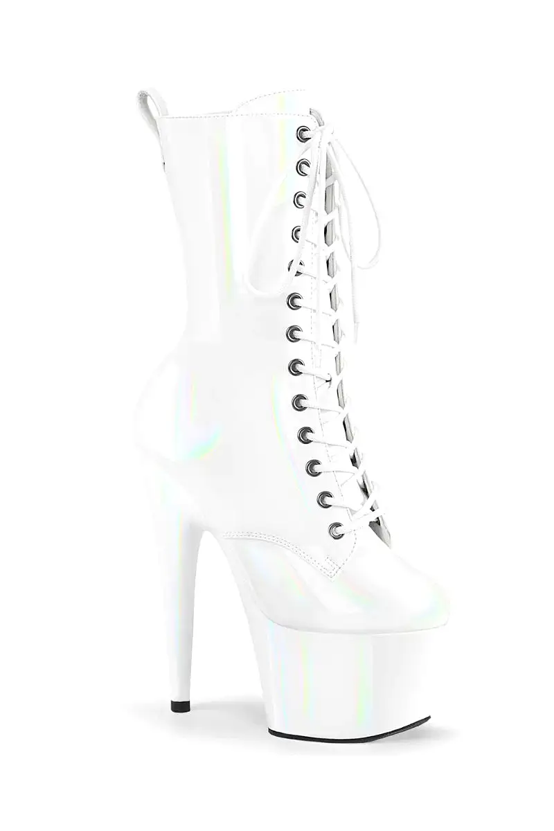 Pleaser USA Adore-1040WR 7inch Pleaser Boots - Holographic White