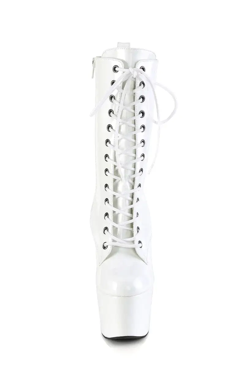 Pleaser USA Adore-1040WR 7inch Pleaser Boots - Holographic White