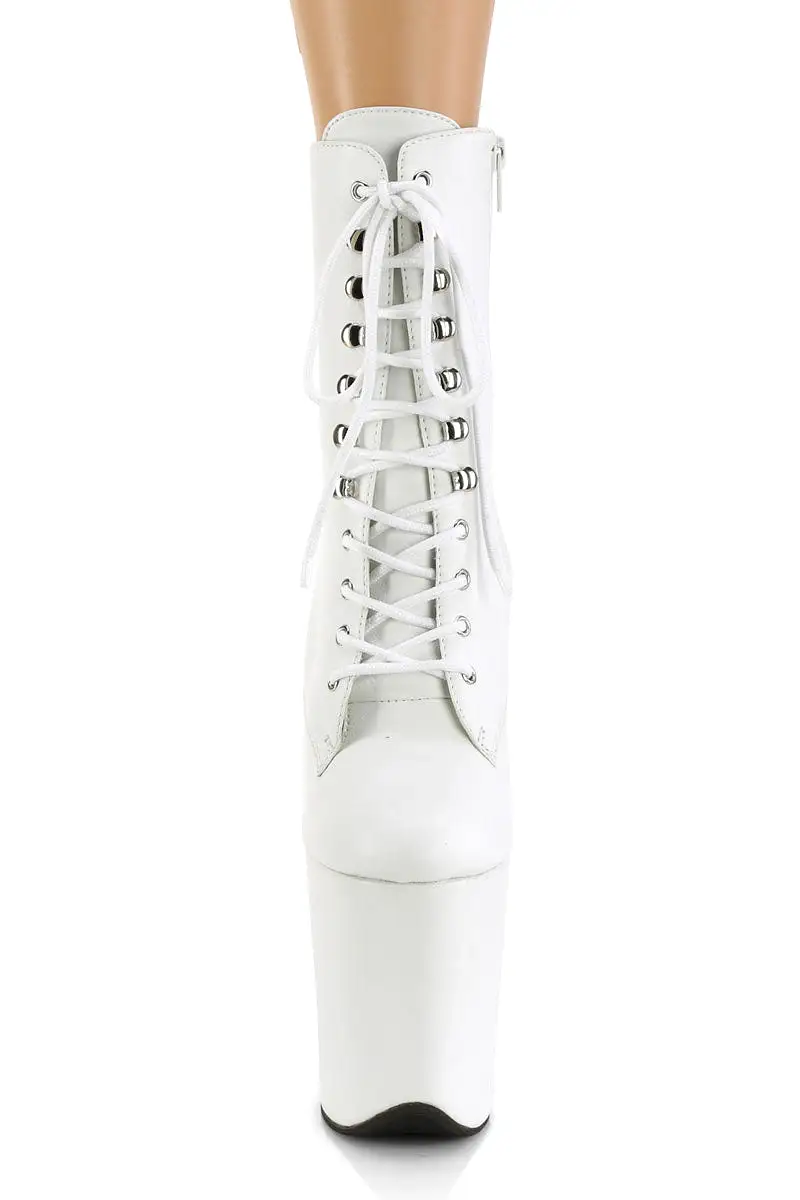 Pleaser USA Flamingo-1020LWR 8inch Real Leather Boots - Matte White