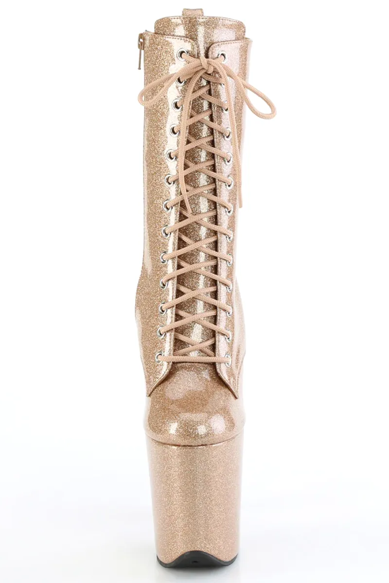 Pleaser USA Flamingo-1040GP 8inch Pleaser Boots - Gold Glitter