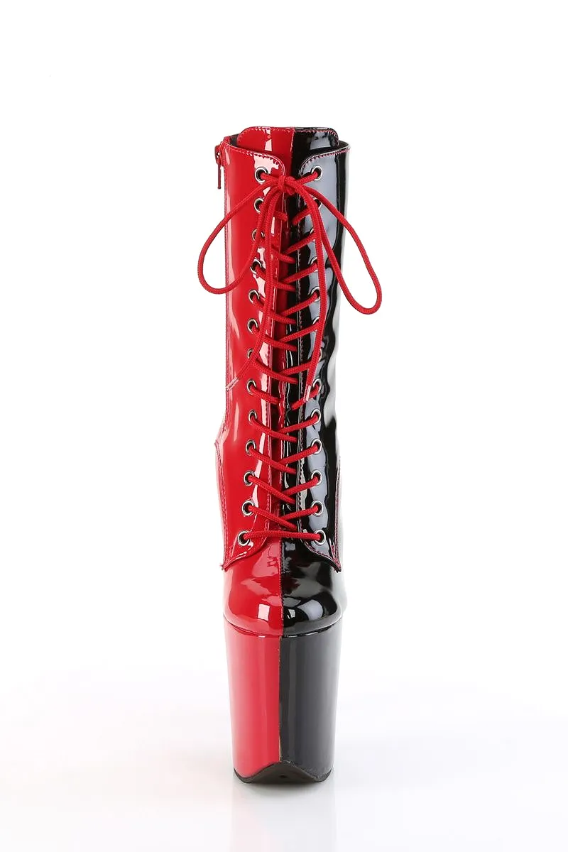 Pleaser USA Flamingo-1040TT 8inch Pleaser Boots - Patent Black/Red