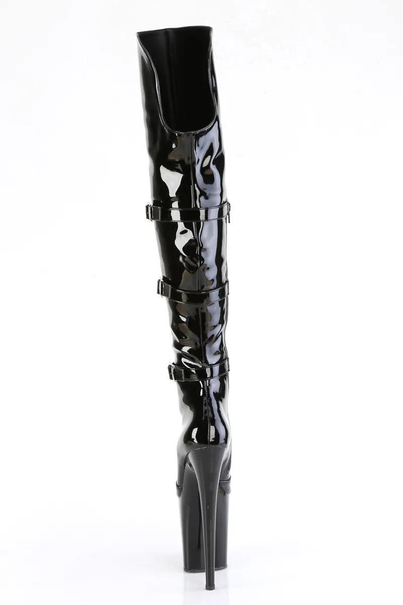 Pleaser USA Flamingo-3018 8inch Over the Knee Pleaser Boots - Patent Black