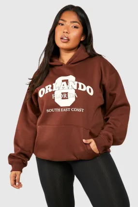 Plus Orlando Florida Slogan Oversized Hoodie