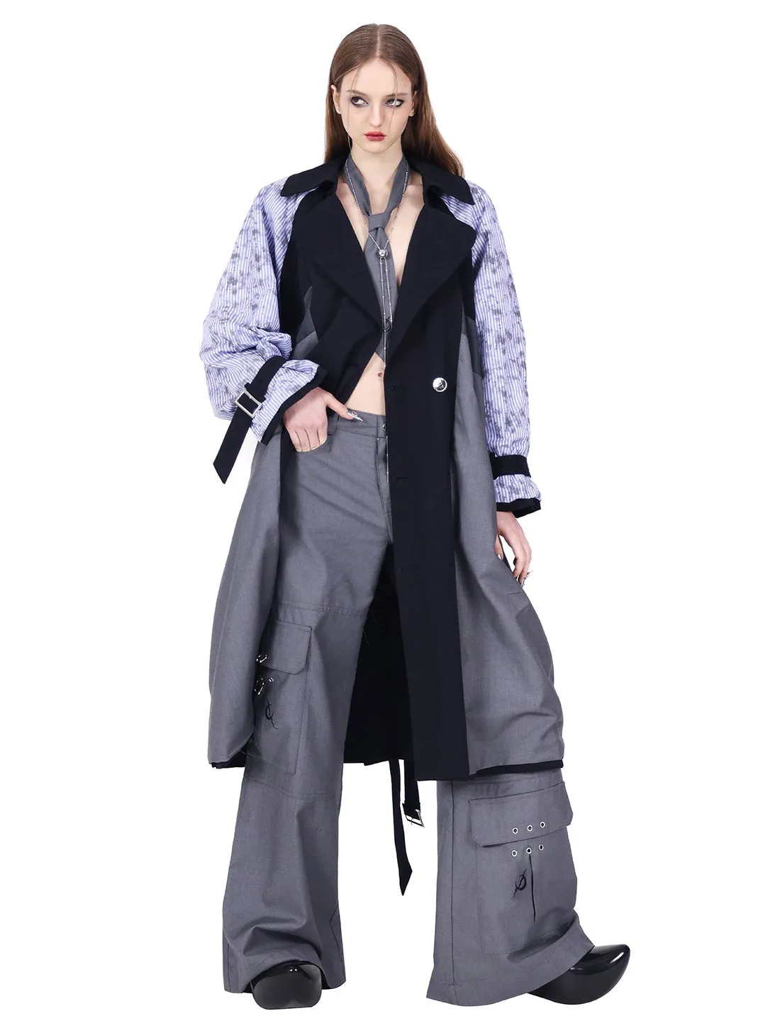 Reversible Splicing Loose Strap Coat