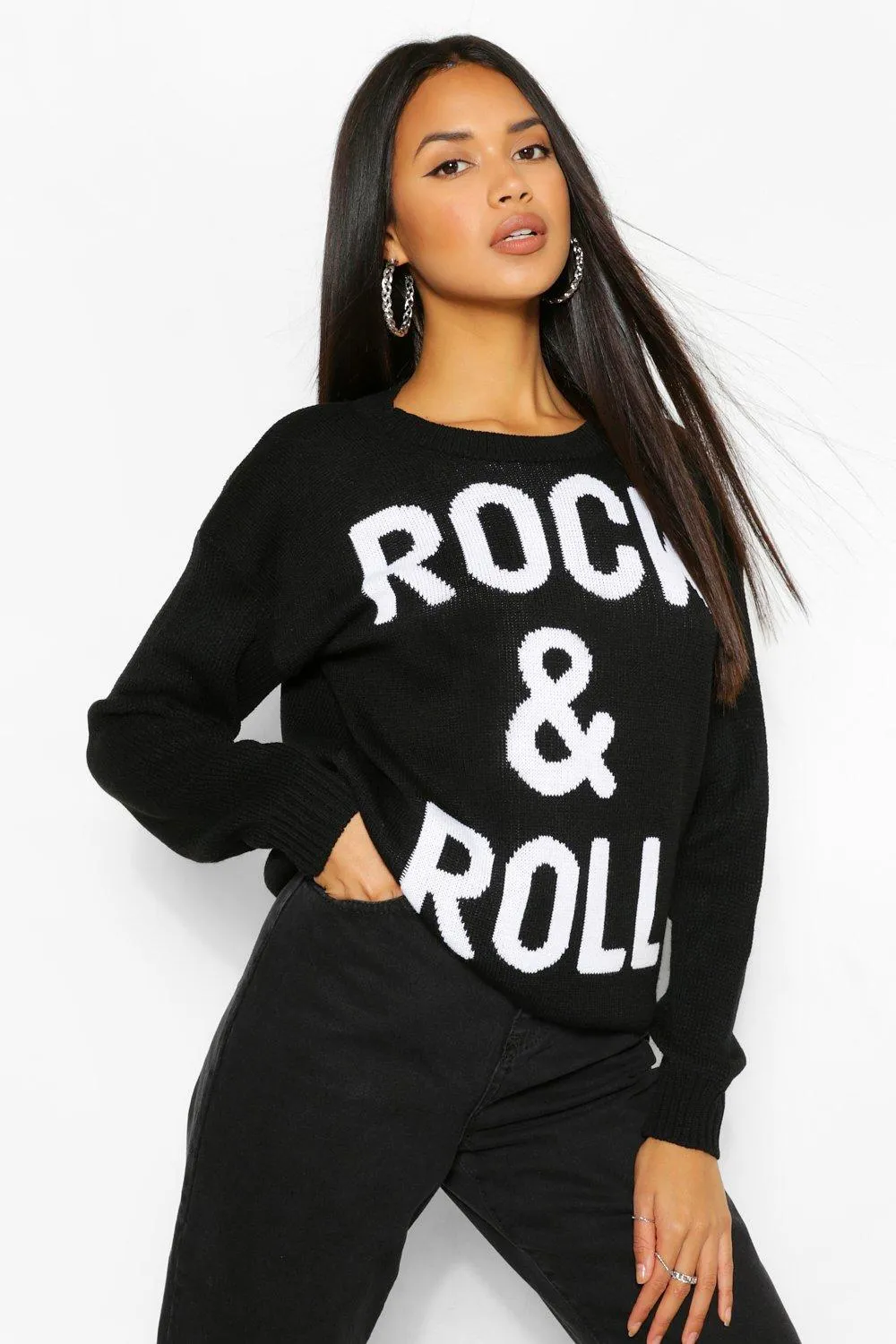 Rock & Roll Slogan Sweater