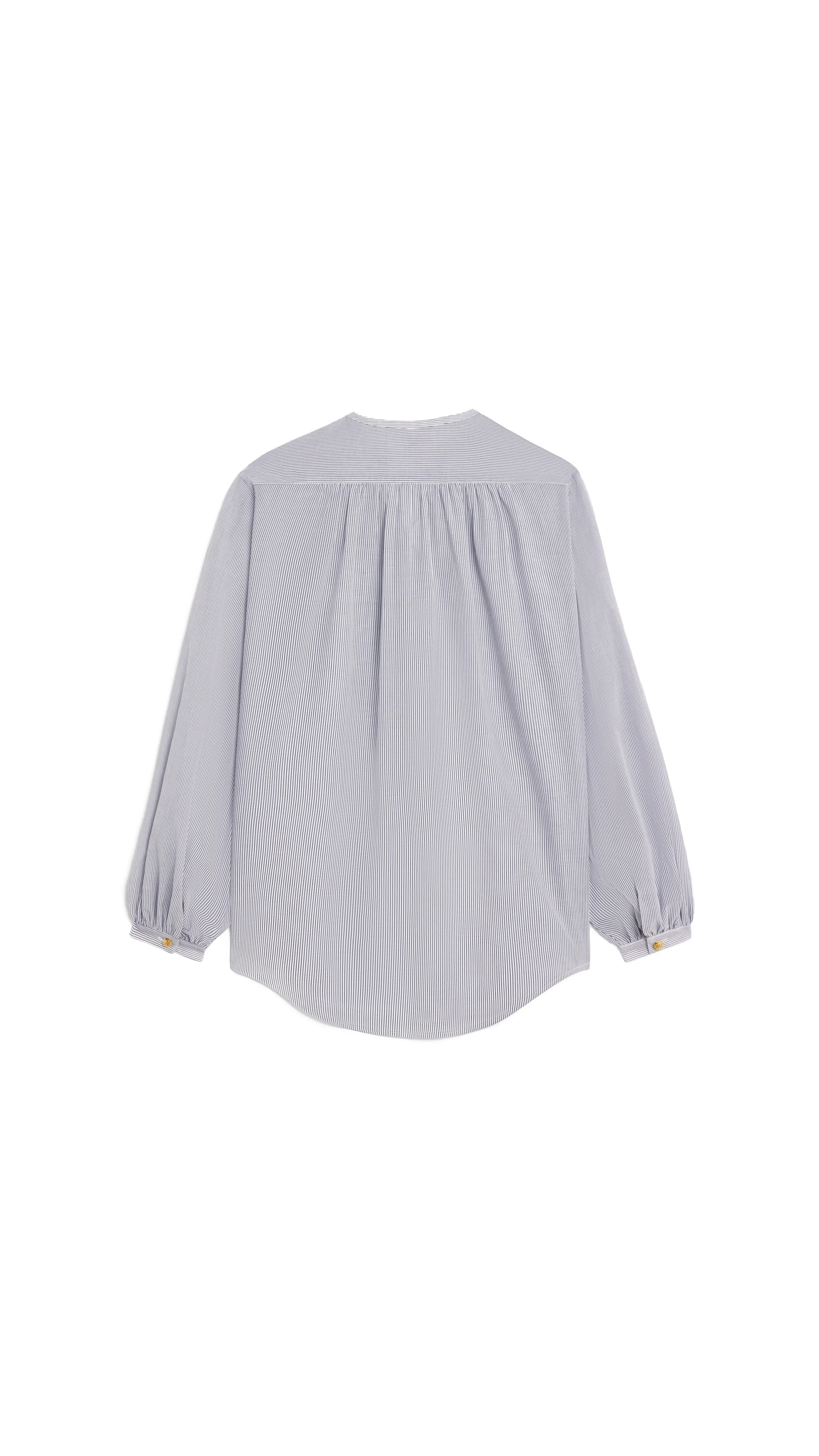 Romy Blouse in Striped Cotton Voile - White/Ebene