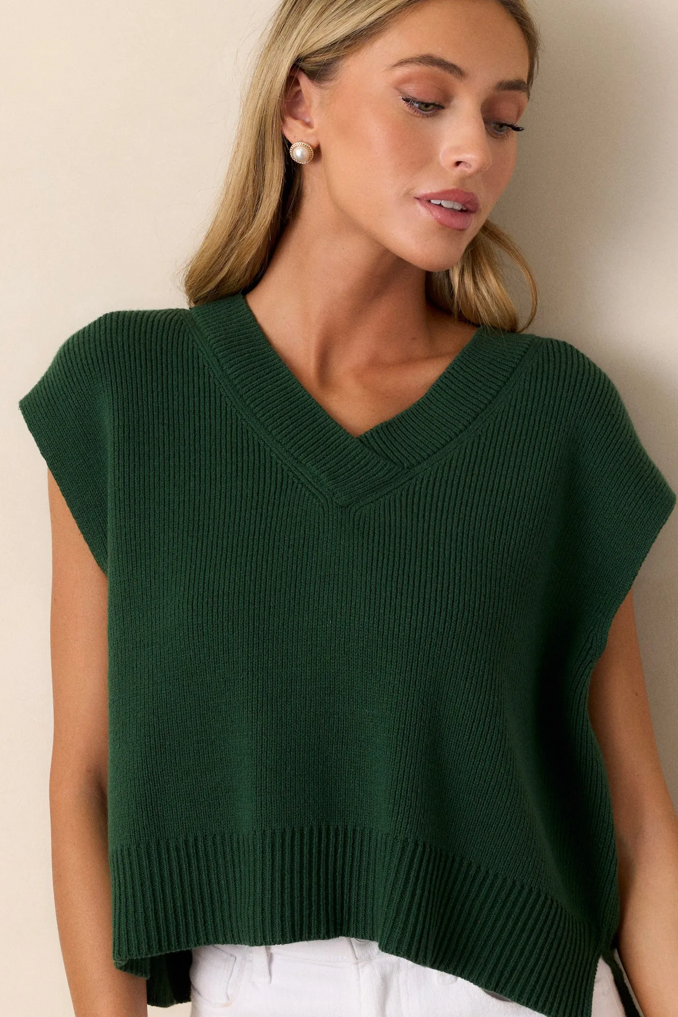 Rustic Retreat Hunter Green Short Sleeve Sweater Top