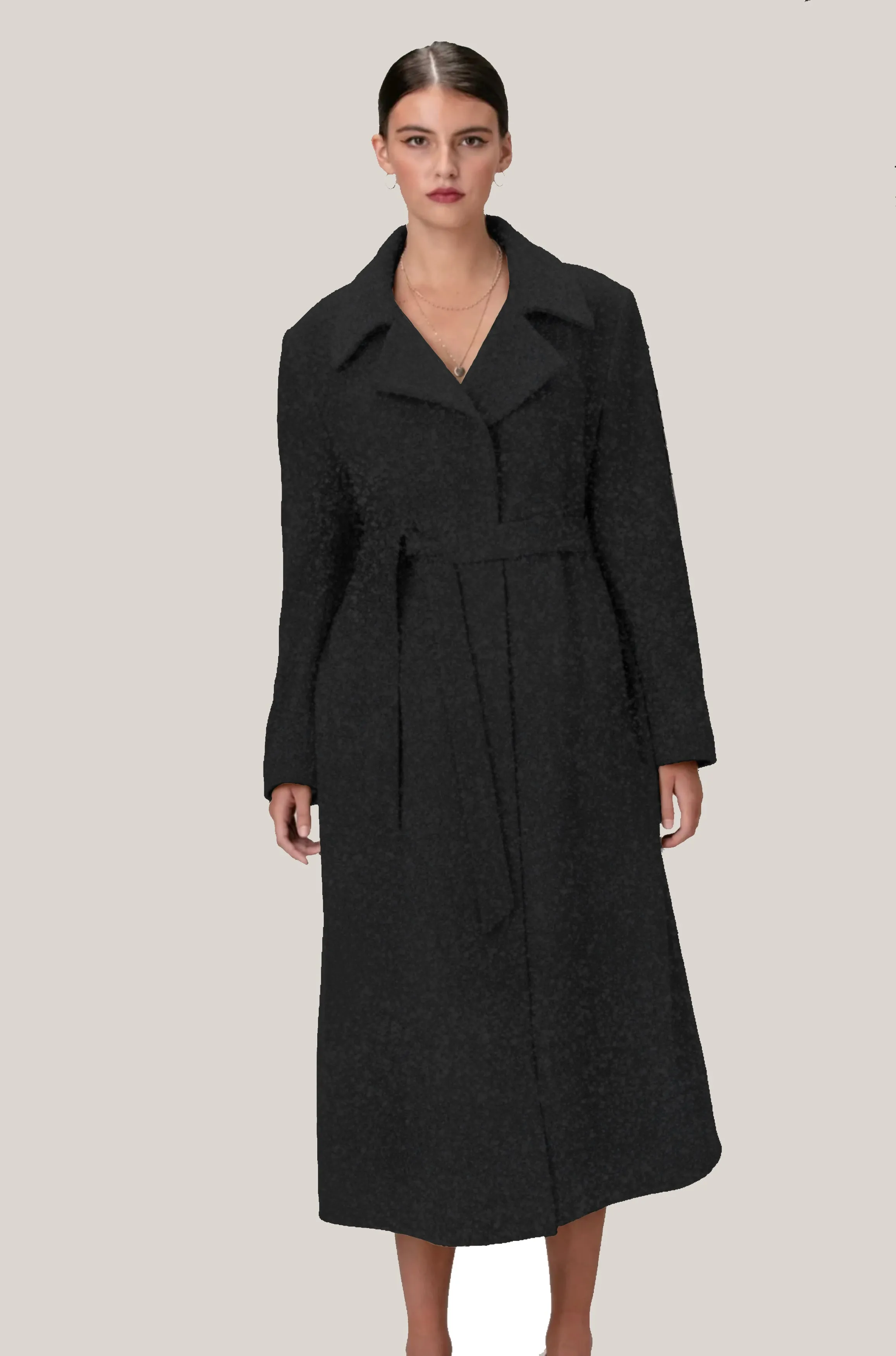 SARA 1451 Alpaca & Wool Belted Coat