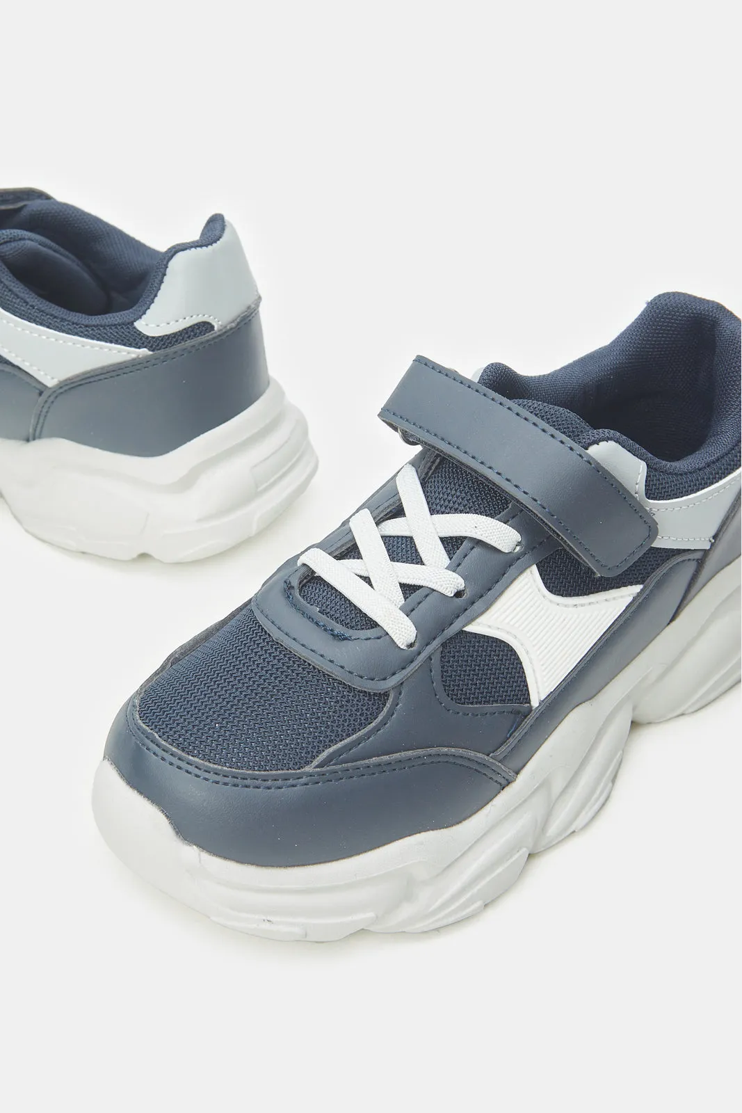 Senior Boys Navy Colour Block Chunky Sneakers