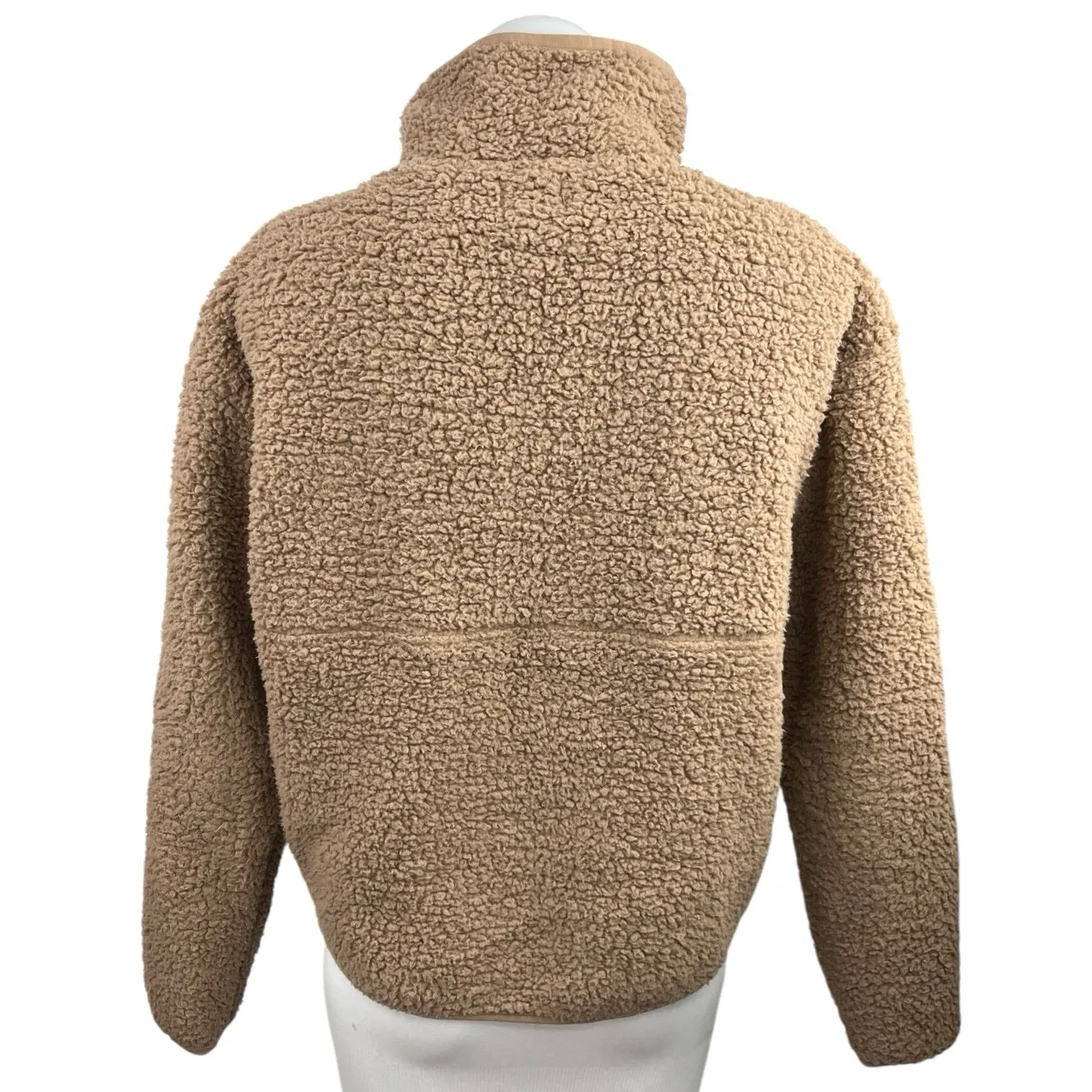 Skims Tan Half Zip Teddy Sherpa Fleece Oversized Pullover Sweater Top Size XS