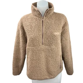 Skims Tan Half Zip Teddy Sherpa Fleece Oversized Pullover Sweater Top Size XS