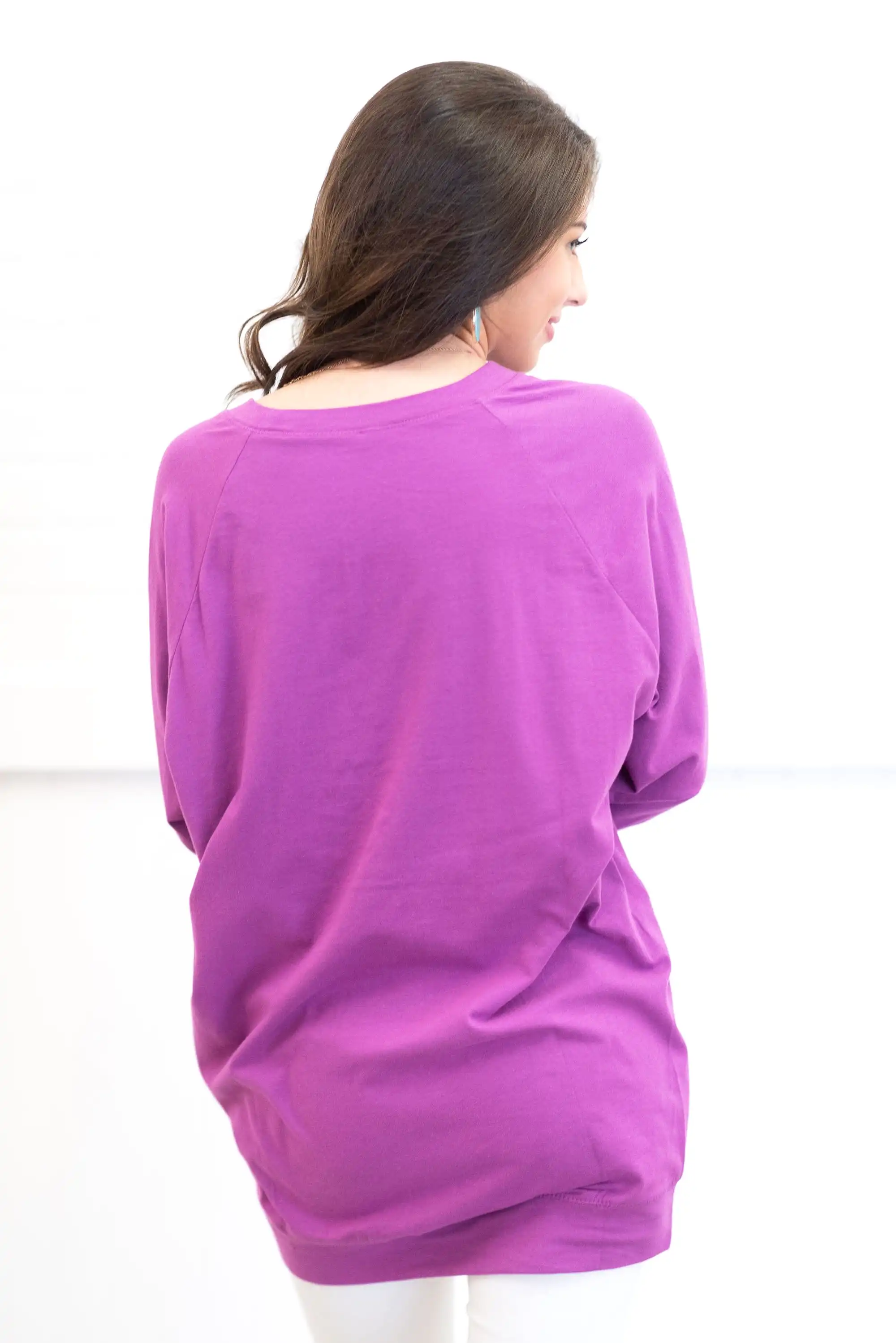 Slouchy Dolman Bodacious Purple Long Sleeve Tunic