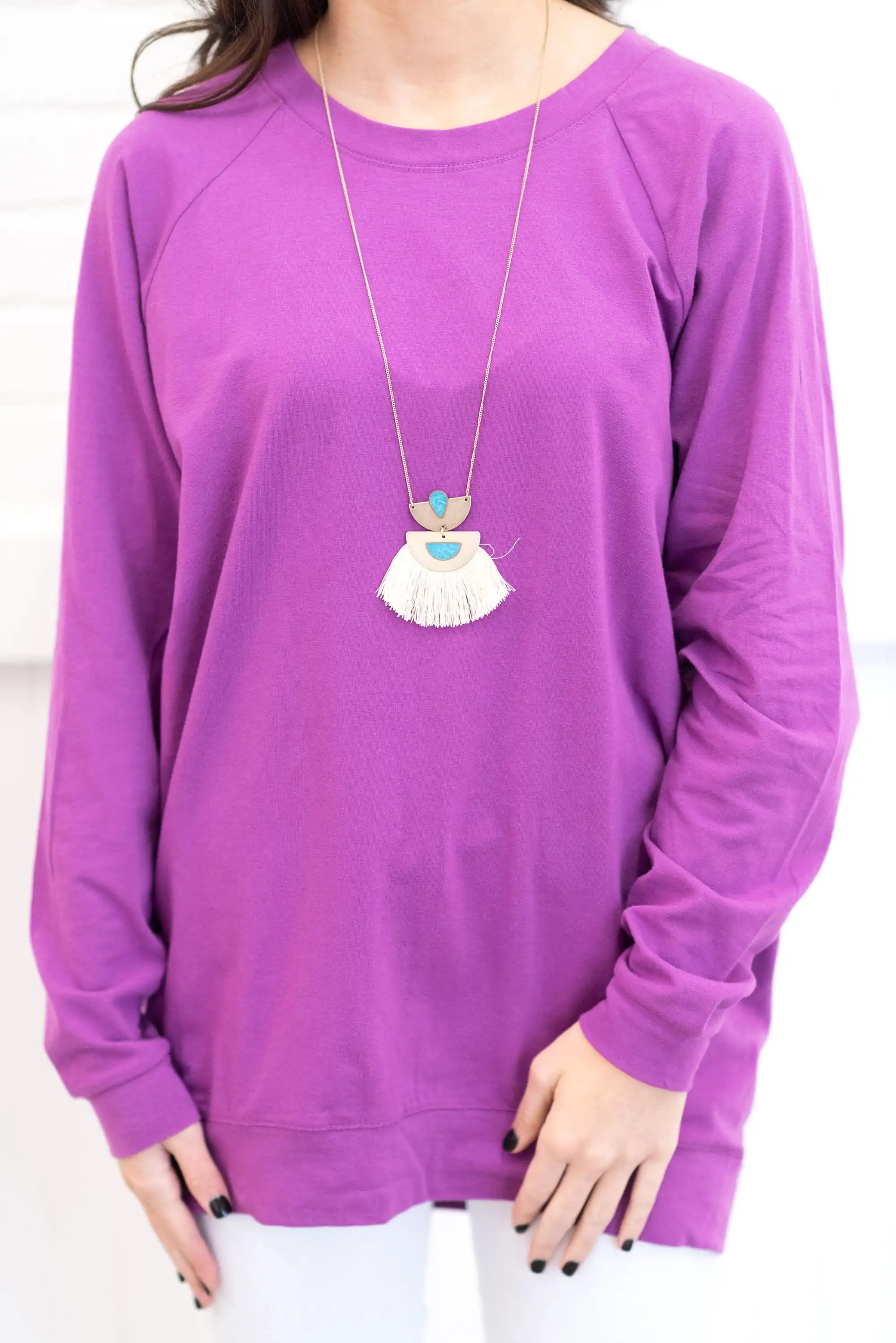 Slouchy Dolman Bodacious Purple Long Sleeve Tunic