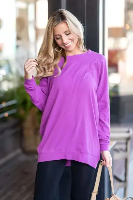 Slouchy Dolman Bodacious Purple Long Sleeve Tunic