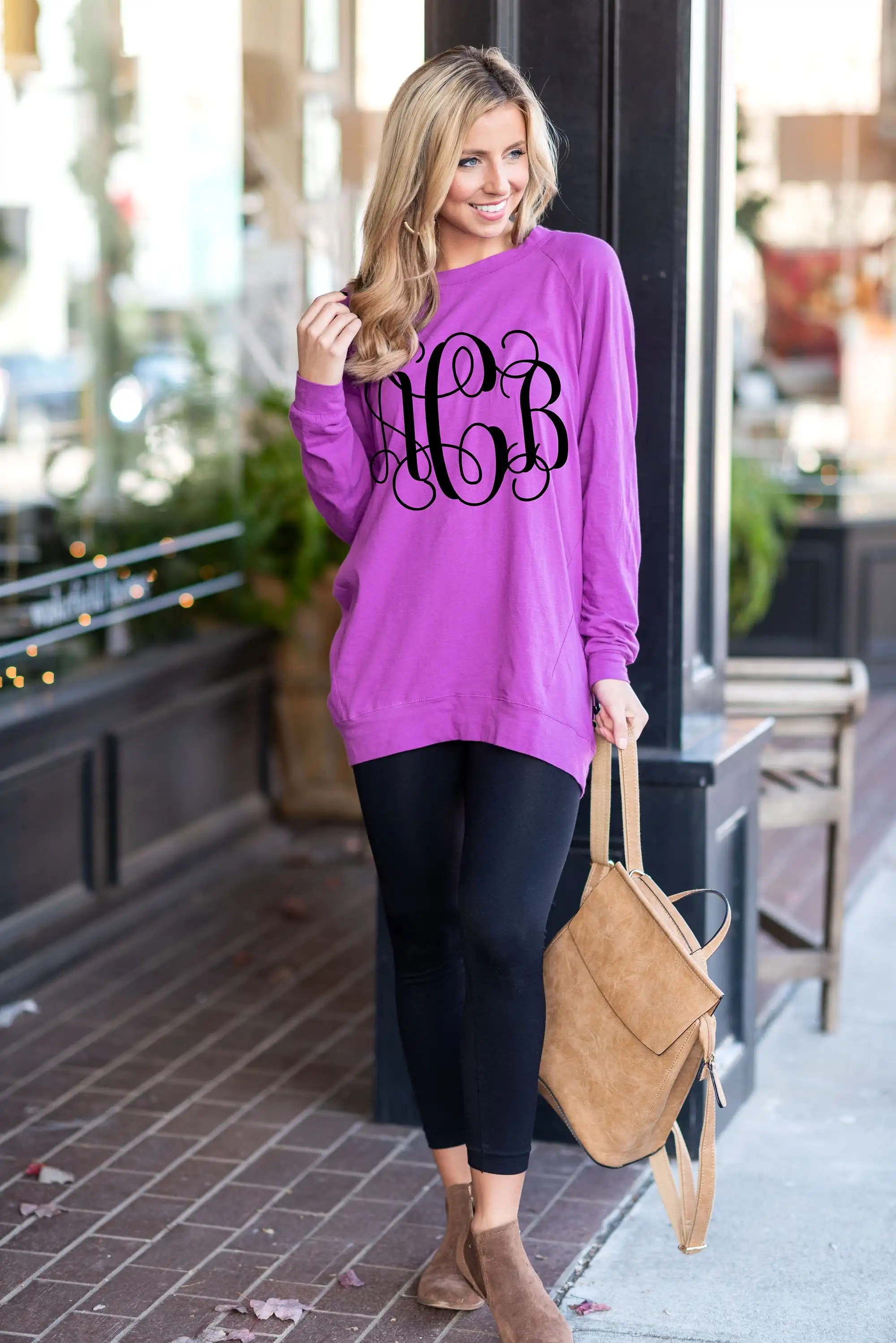 Slouchy Dolman Bodacious Purple Long Sleeve Tunic