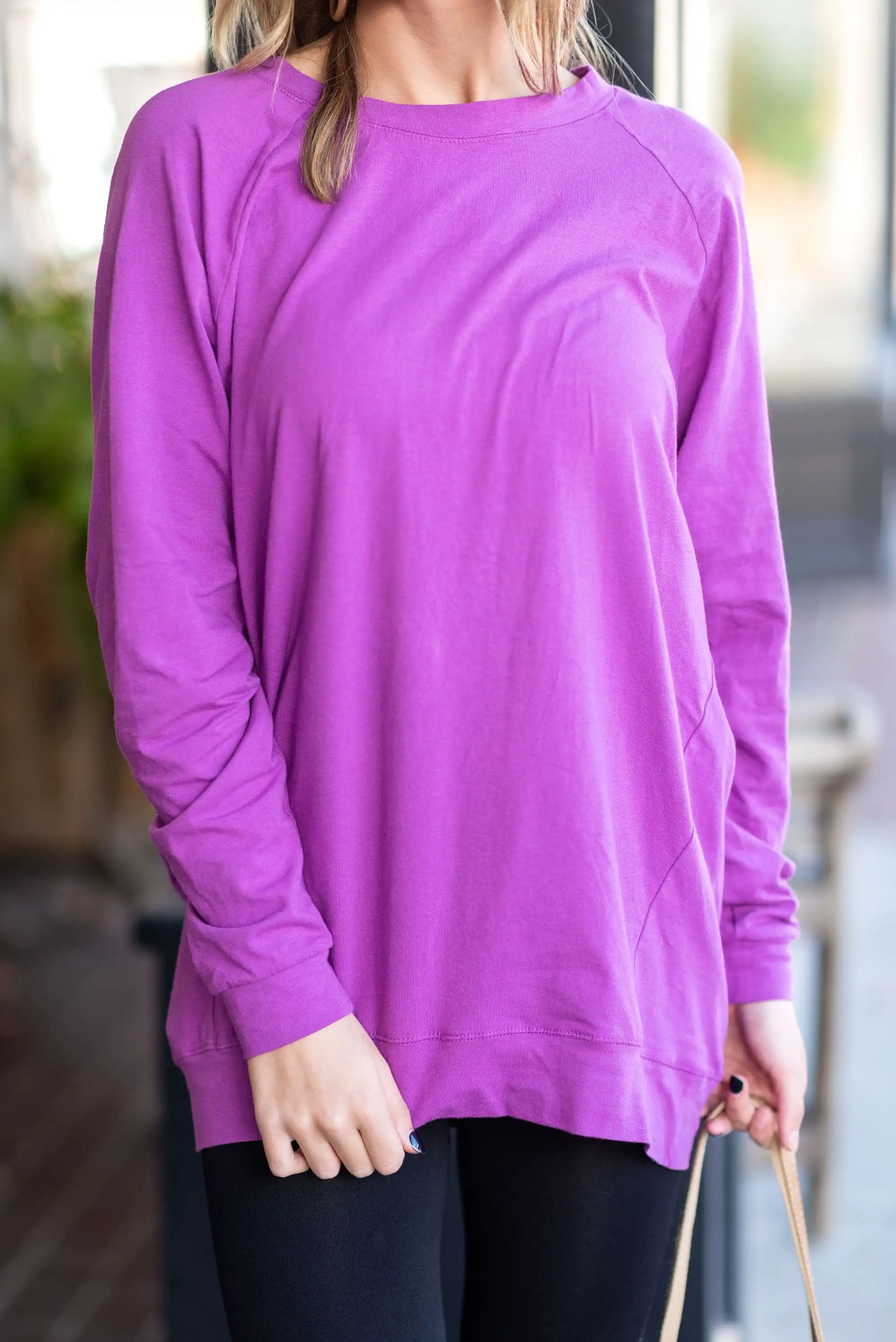 Slouchy Dolman Bodacious Purple Long Sleeve Tunic