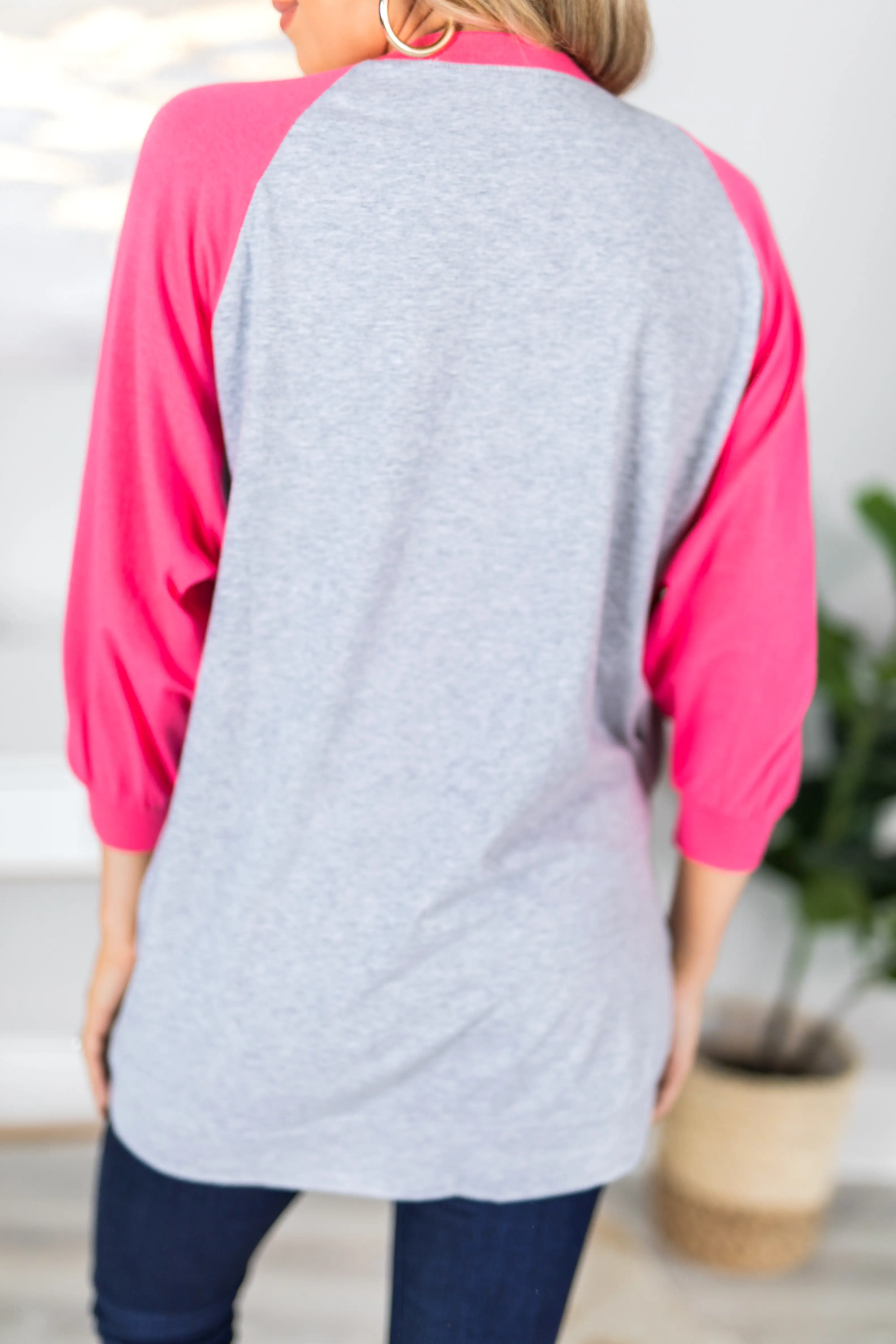 Slouchy Dolman Pink/Heather Gray Raglan Tunic