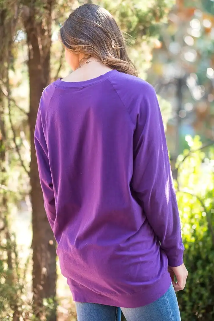 Slouchy Dolman Plum Purple Long Sleeve Tunic