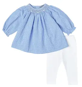 Smocked Gingham Tunic Set