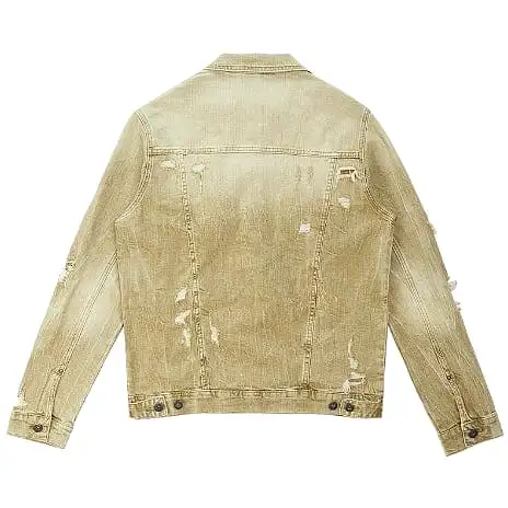 Smoke Rise Rip & Repaired Color Denim Jacket (Light Oak) JJ23532