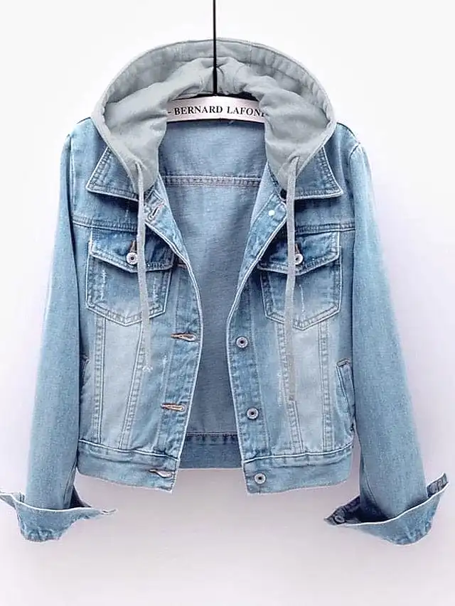 Stay Warm and Stylish with Women's Fall Hoodie Denim Jacket